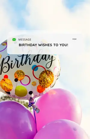 social media minimalistic with balloons story birthday template 