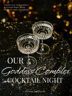 Goddess Complex Cocktail Night shiny invitation template 