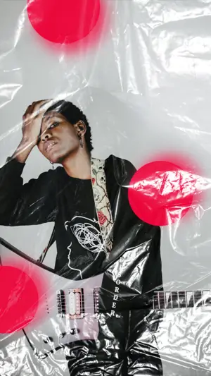 A Man Holding A Guitar In Front Of A White Background Nylon Story Template