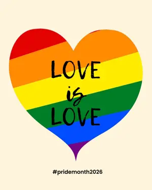 A Rainbow Heart pride month Instagram post template 
