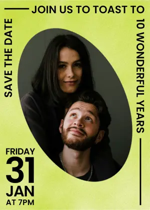 Lime risograph save the date anniversary party template