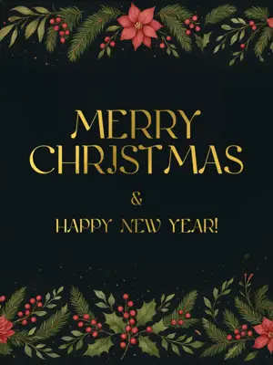 Floral Christmas greeting card background Instagram post template