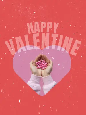 red Valentine’s magic photo of hands with little hearts instagram post template