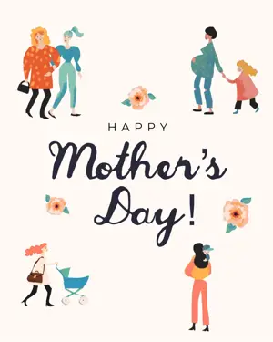 Colorful painting funny Mother's Day greeting card template