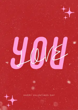 Red modern love you valentines greeting card