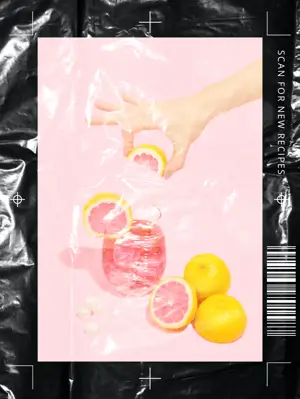 Techno-schematic trend cocktail recipe portrait template