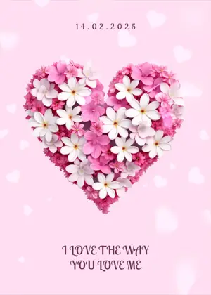 Pink with hearts cute flower greeting card