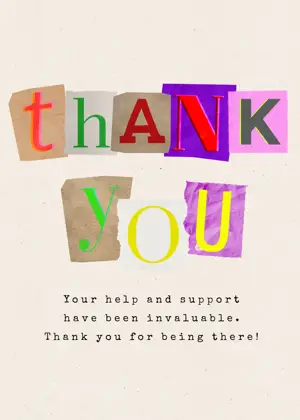 Crafted letters thank you greeting card template 