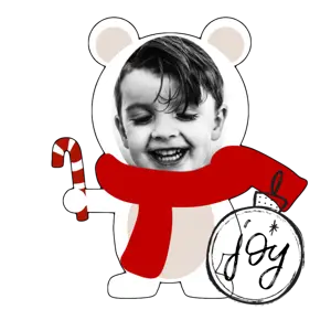 A Child Holding A Candy Cane And A Teddy Bear Christmas Stickers Template