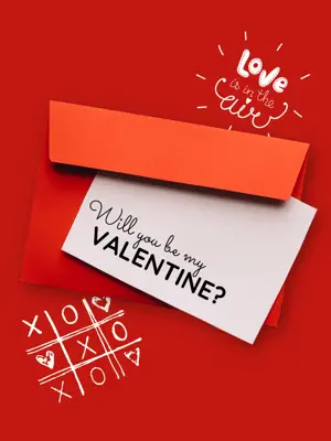 red Valentine’s magic photo of an envelope instagram post template