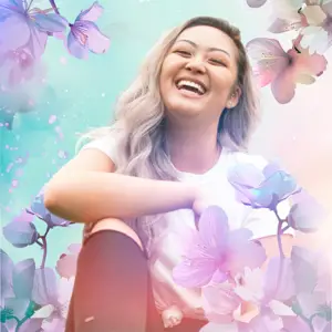 spring profile pic flowers pink gradient blue and purple background magic profile pic template 