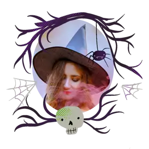 A Picture Of A Woman Wearing A Witches Hat Halloween Stickers Template