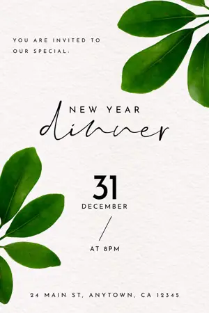 white elegant year dinner party holiday invite template