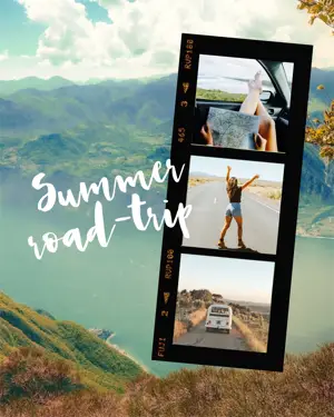 summer road trip vacation retro template 