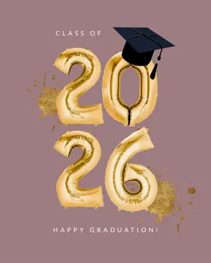 Gold inflated balloon numbers graduation template 