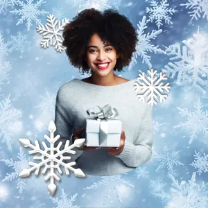 Christmas light blue snowflake beautiful design magic portrait template 