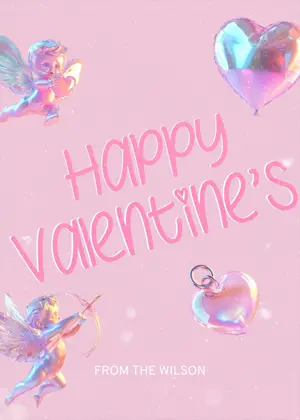 Pink vibrant playful valentines pink greeting card