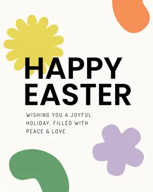 Organic shapes Easter greeting card template 