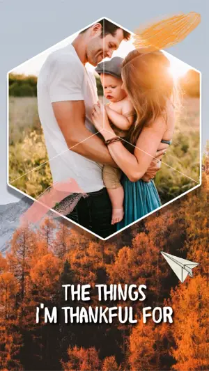 A Man And Woman Holding A Baby In Their Arms Thanksgiving Template