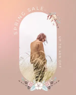 Spring sale floral minimalist Instagram post template 