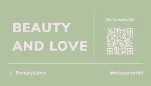 Beauty and love green minimalistic QR business card template 