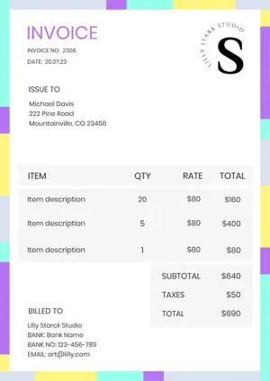 small business colorful geometric invoice template 