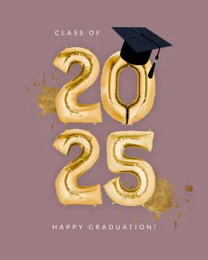 Gold inflated balloon numbers graduation template 