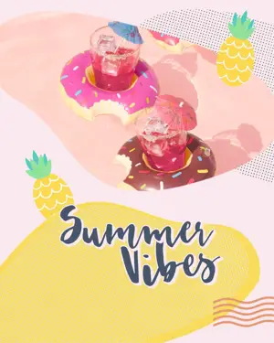 Pool party summer vibes retro summer template 