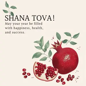 Pomegranate shana tova english greetings instagram post template 