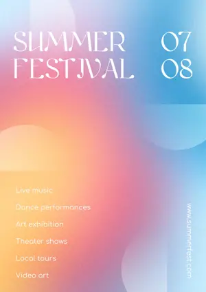 Summer festival event gradient typography poster template