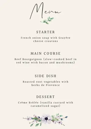 elegant restaurant menu template