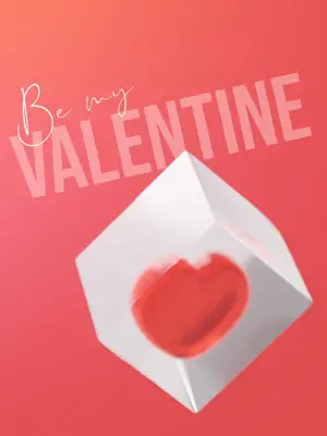 red Valentine’s magic photo 3D heart cube instagram post template