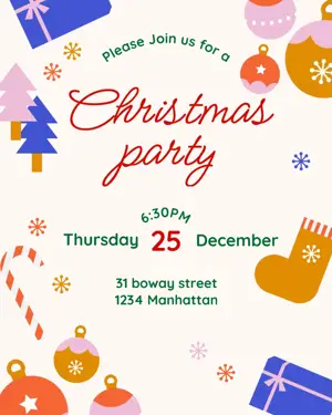 Christmas party invitation cute illustration Christmas theme 
