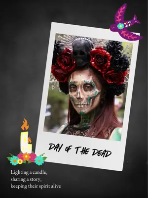 Day of the Dead polaroid photo frame Instagram post template 