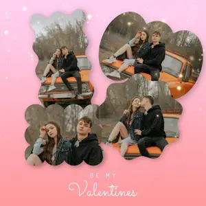 gradient pink cute valentine minimalistic photo collage template 