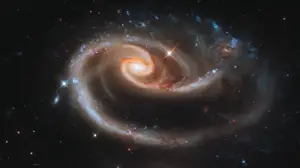 Two Spirally Shaped Objects In The Middle Of The Night Sky Zoom Backgrounds Template
