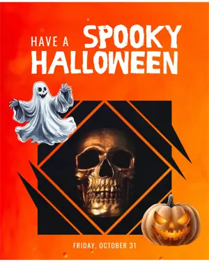 A Poster With A Skull And A Bat On It By Ei-Q Halloween Template