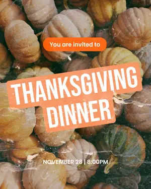 Thanksgiving dinner invitation pumpkins background 