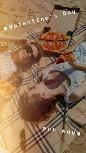 Couple pizza picnic Valentine’s Day Instagram story template