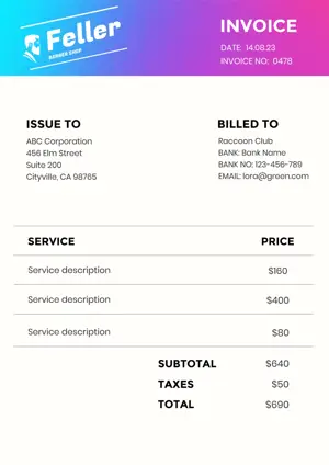  small business bold Gradient invoice template 