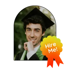 Hire Me! Man Graduated Whatsapp Sticker Template