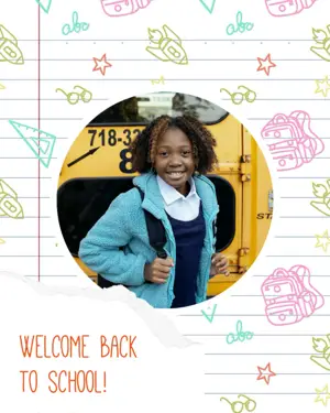 A girl on a doodled background back to school instagram template 