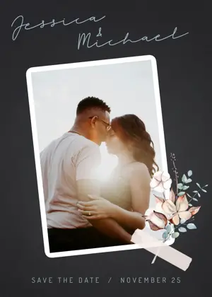 Black couple photo save the date wedding template 