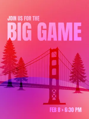 Super Bowl game golden gate bridge gradient background Instagram post template