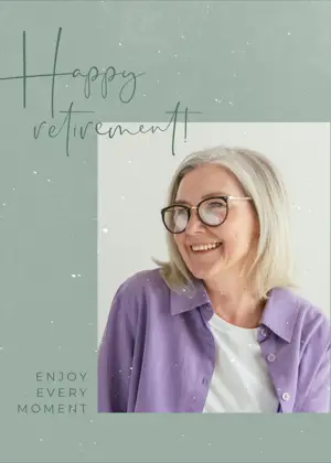 Happy retirement greeting card photo template 