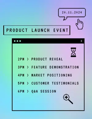Gradient retro product launch schedule agenda template 