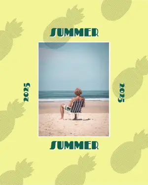 A Person relaxing on the beach  retro summer template 