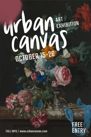 Art painting exhibition grunge poster template