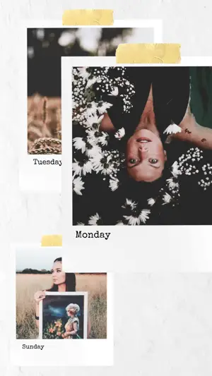 A Collage Of Polaroid Photos Of A Woman Laying In A Field Template