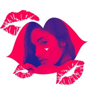 A Woman'S Face With Red Lipstick On Her Lips Whatsapp Stickers Template